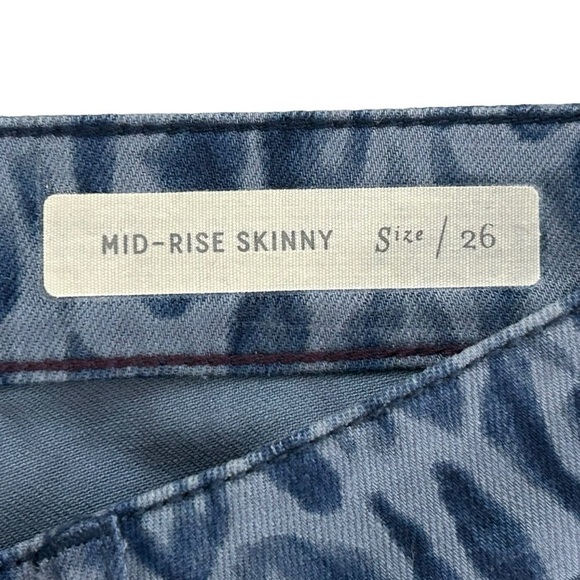 Anthropologie Pilcro and the letterpress Blue Leopard Print Mid Rise Skinny  26 - Picture 7 of 9